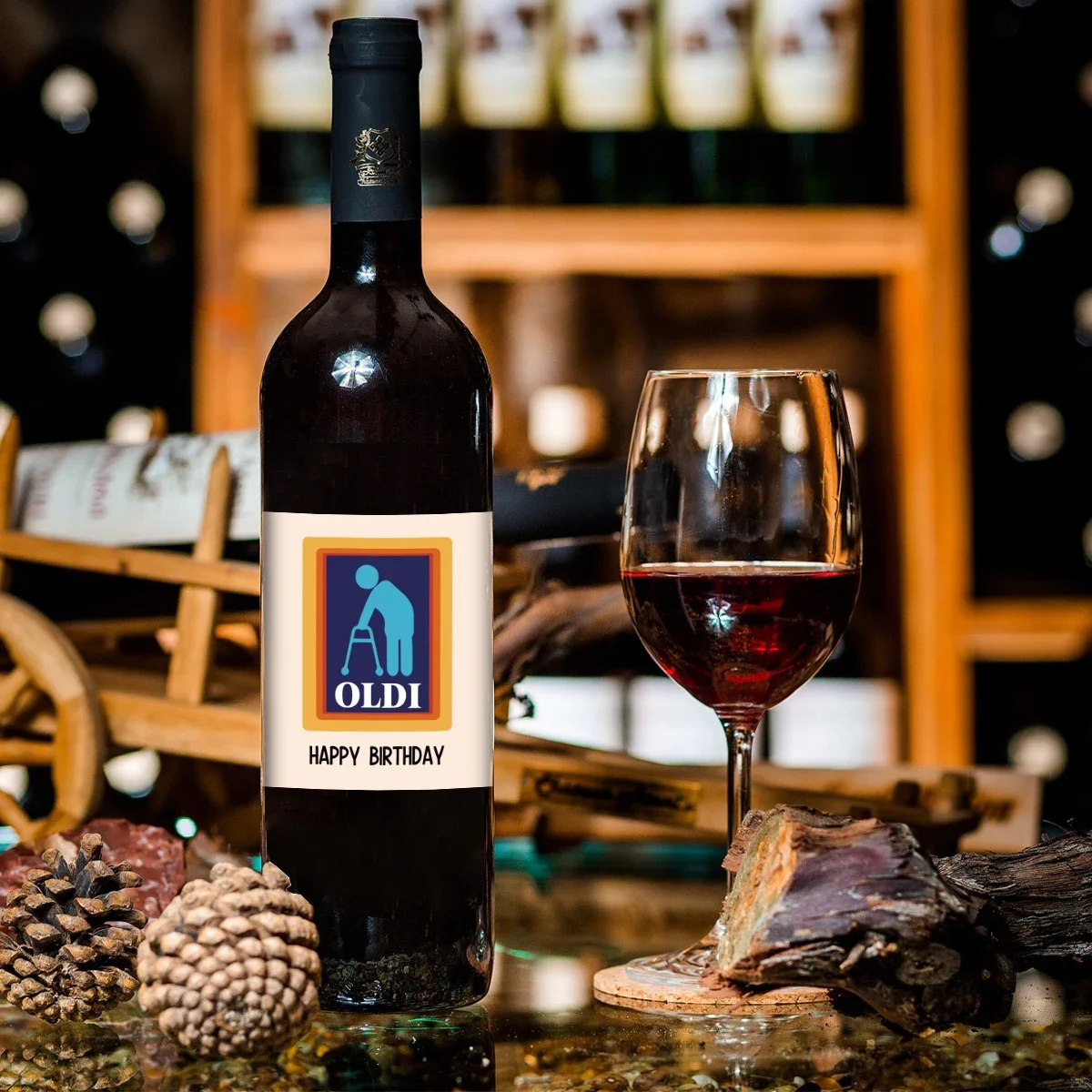 4 Stück/Packung Oldi Happy Birthday Weinflaschenetiketten für Ihn Wein-Geschenketiketten für Männer, Papa, Freund, lustige Geburtstags-Weinflaschenaufkleber – Detail 5