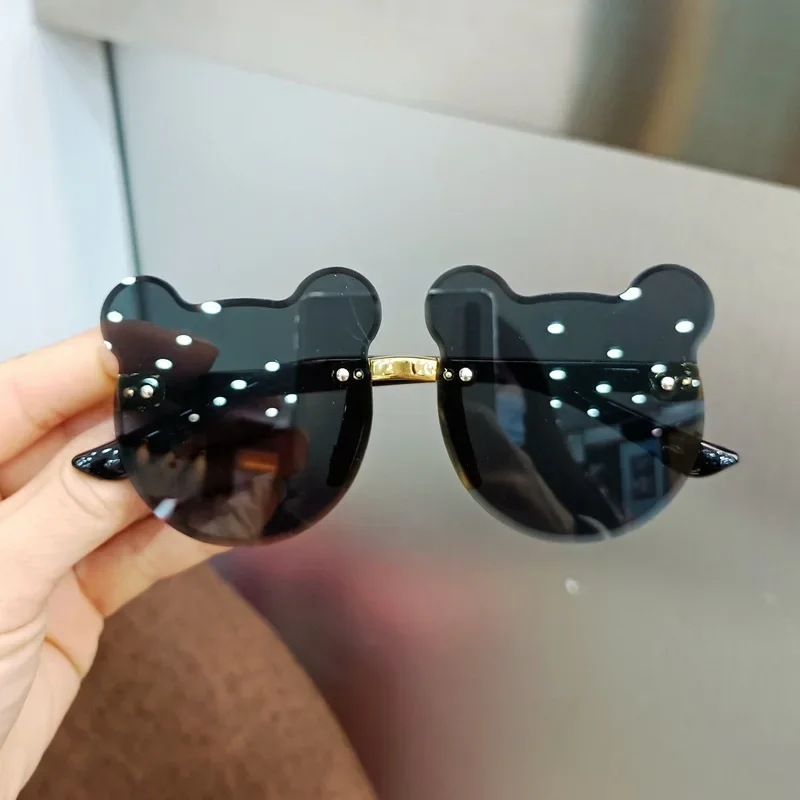 Summer Girl Boys Cute Kids Rimless Sunglasses Animal Cartoon Bear Children Baby Outdoor Sun Glasses Lunette Soleil Enfant