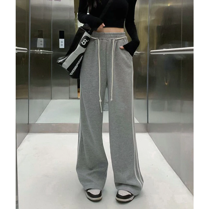 Women's Clothing Spring Autumn Trendy High Street Harajuku Y2K Pants Casual Sports Joggers Straight Trousers Wide Leg Sweatpants