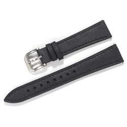 Premium Handcrafted Italian Leather Watch Strap with Linen Texture and Quick Release - 22mm (BLACK)