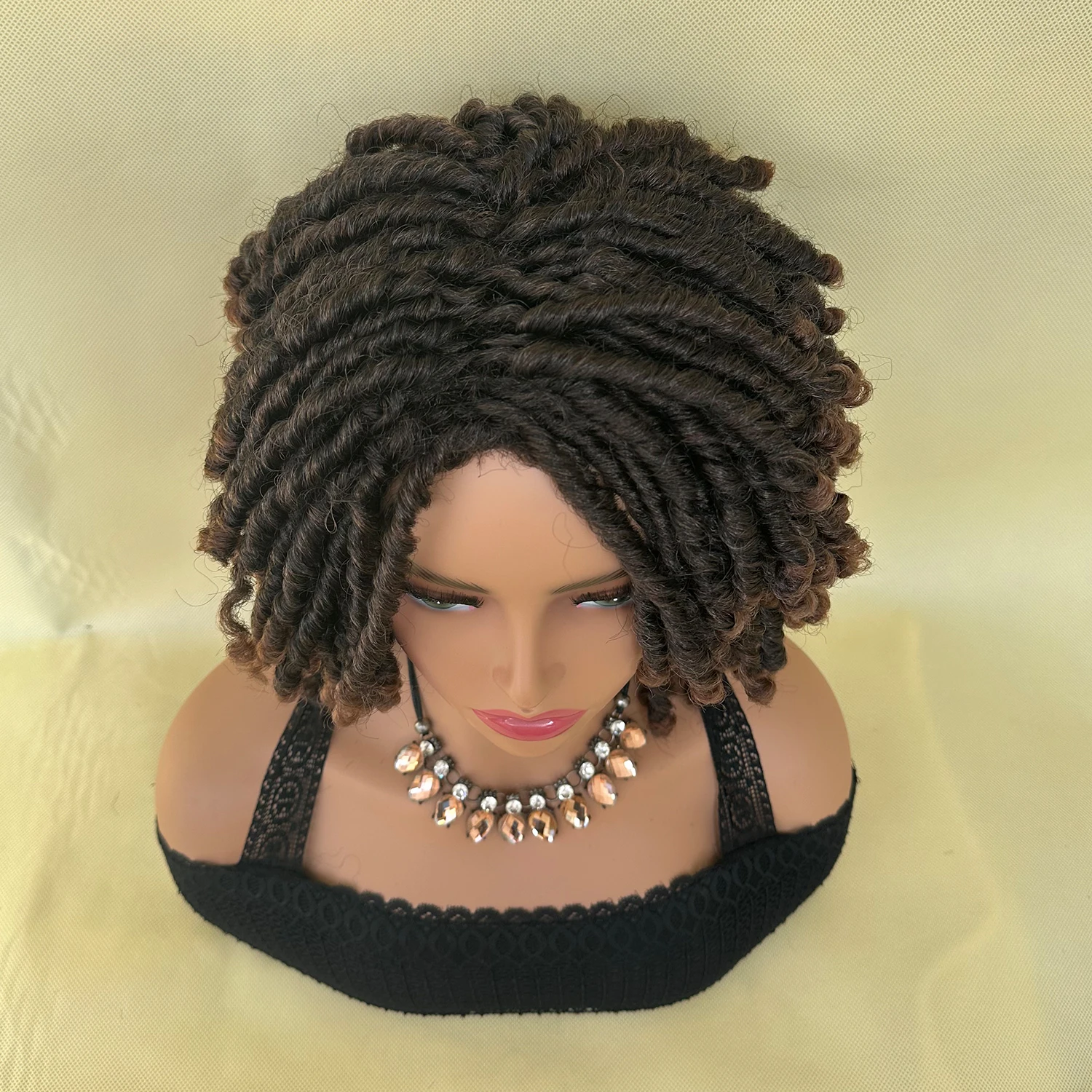 Synthetic Dreadlock Wigs Cheap Short Curly Braided Twist Wigs For Black Women Ombre Red Brown Synthetic Wig