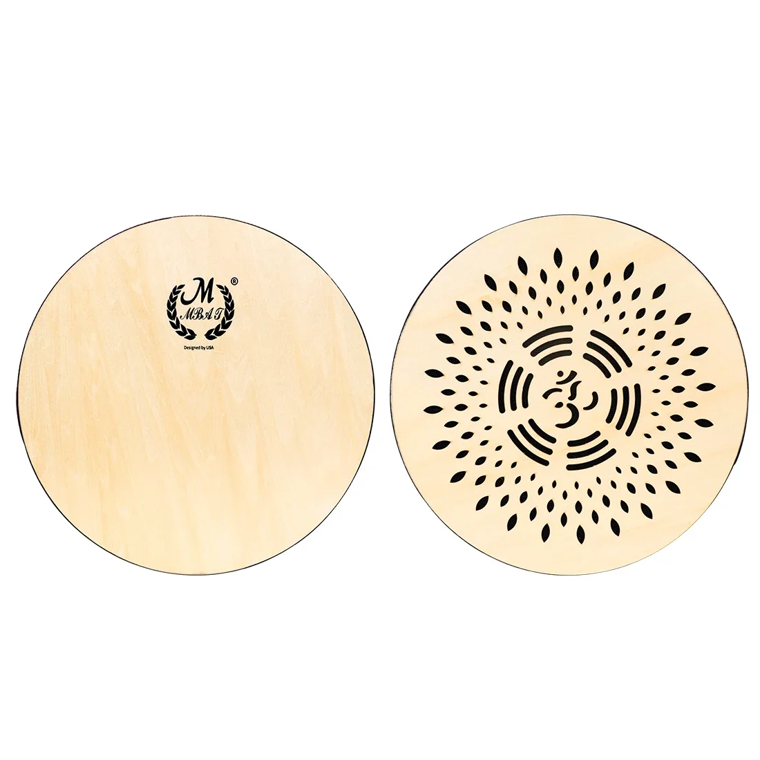  12 Inch Solid Wood Stream Drum Hand Carving Rain Falls Pattern and Colorful Woven Trim Sea Wave Sound Percussion Instrument