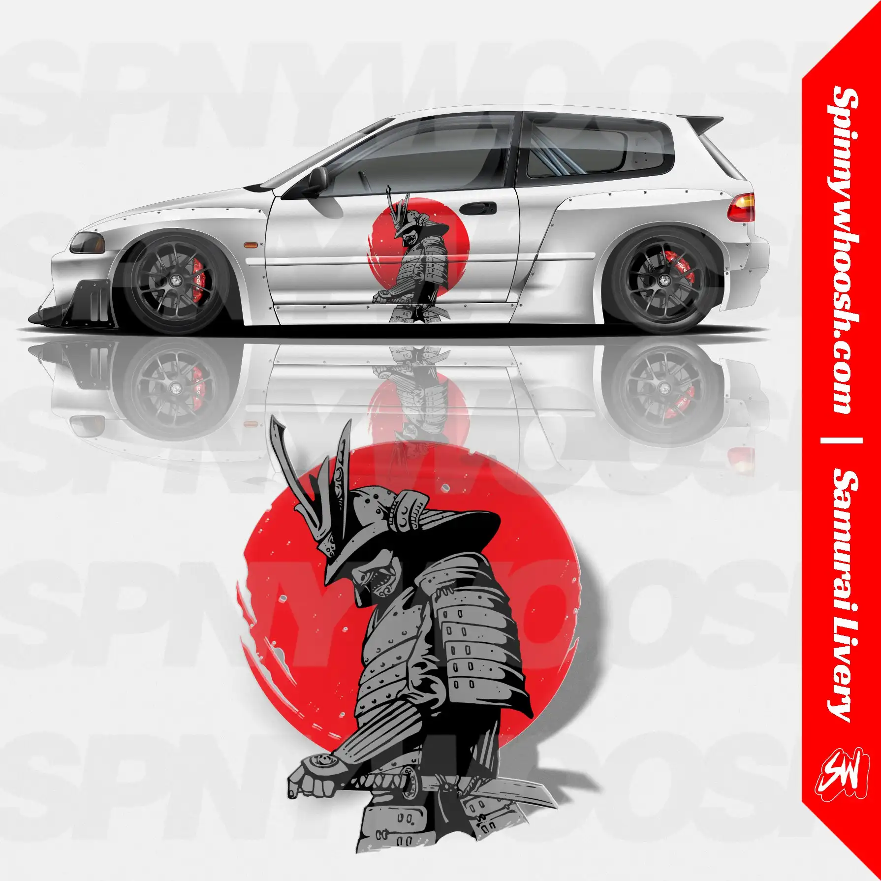 Custom Samurai livy Racing Side Wrap strisce astratte decalcomanie