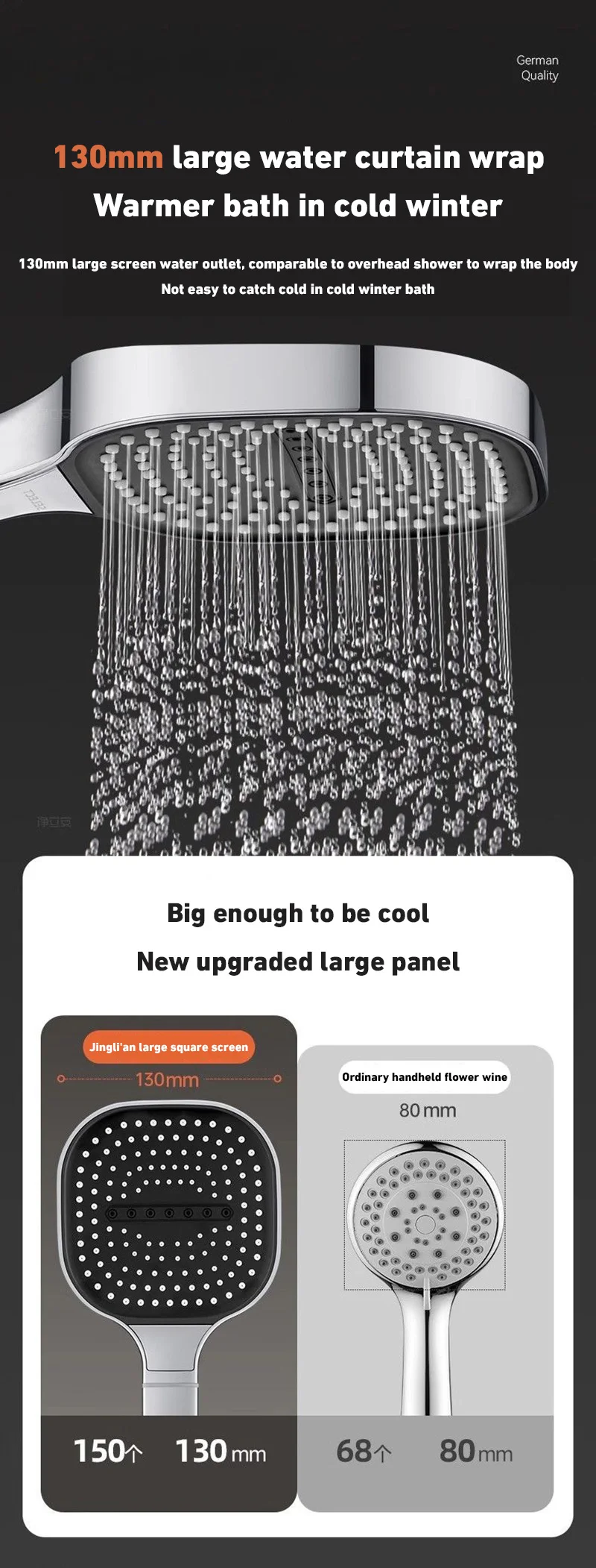 Xiaomi High Pressure Shower Head 13cm Large Panel 3Modes Massage Shower Head With Filter Element Bathroom Accessories Shower Set 3