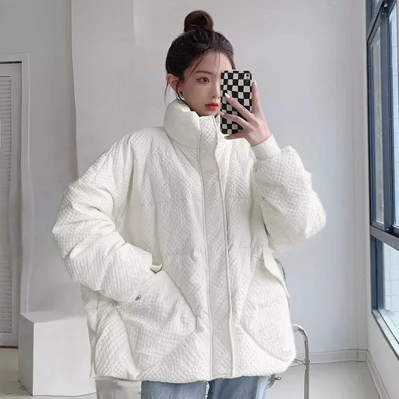 Padded Women Winter 2022 New of the Loose Down Padded Jacket Lingge Cotton Coat Thickened Student Bread Coat Female Coat Commute
