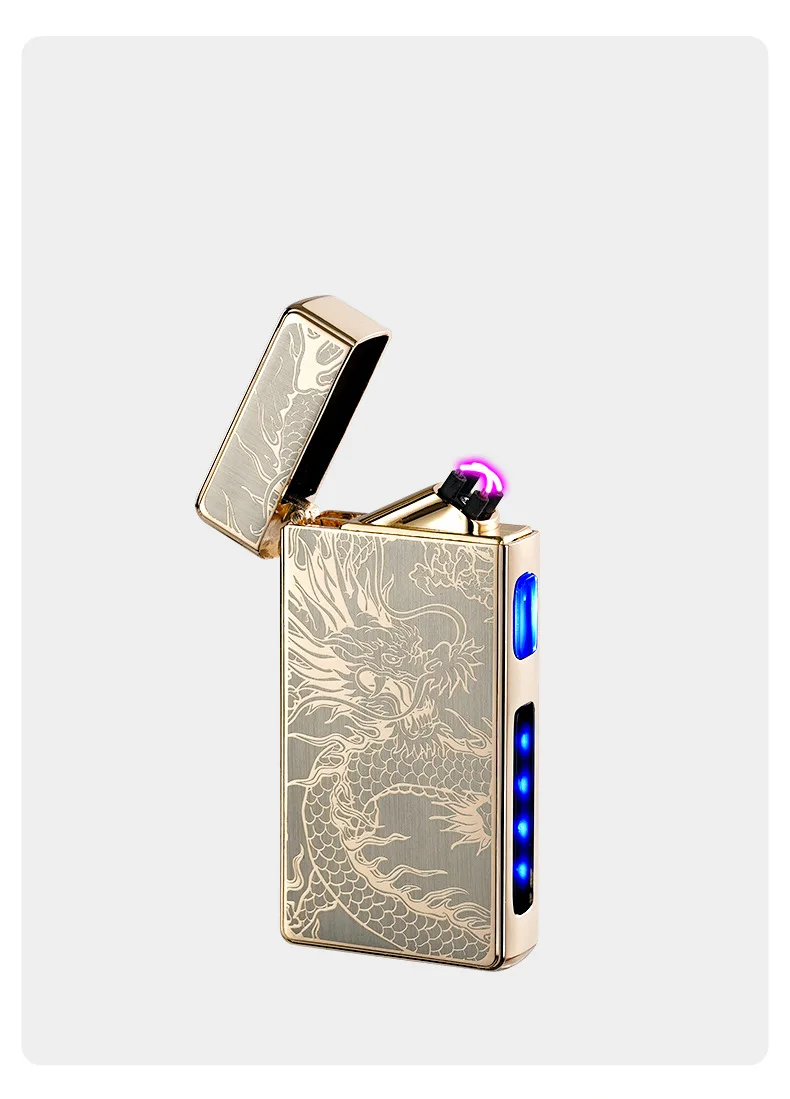 2025 Metal Type-c Charging Double Fire Arc Pulse Electronic Lighter Power Display High Value Gift Cigarette Accessories
