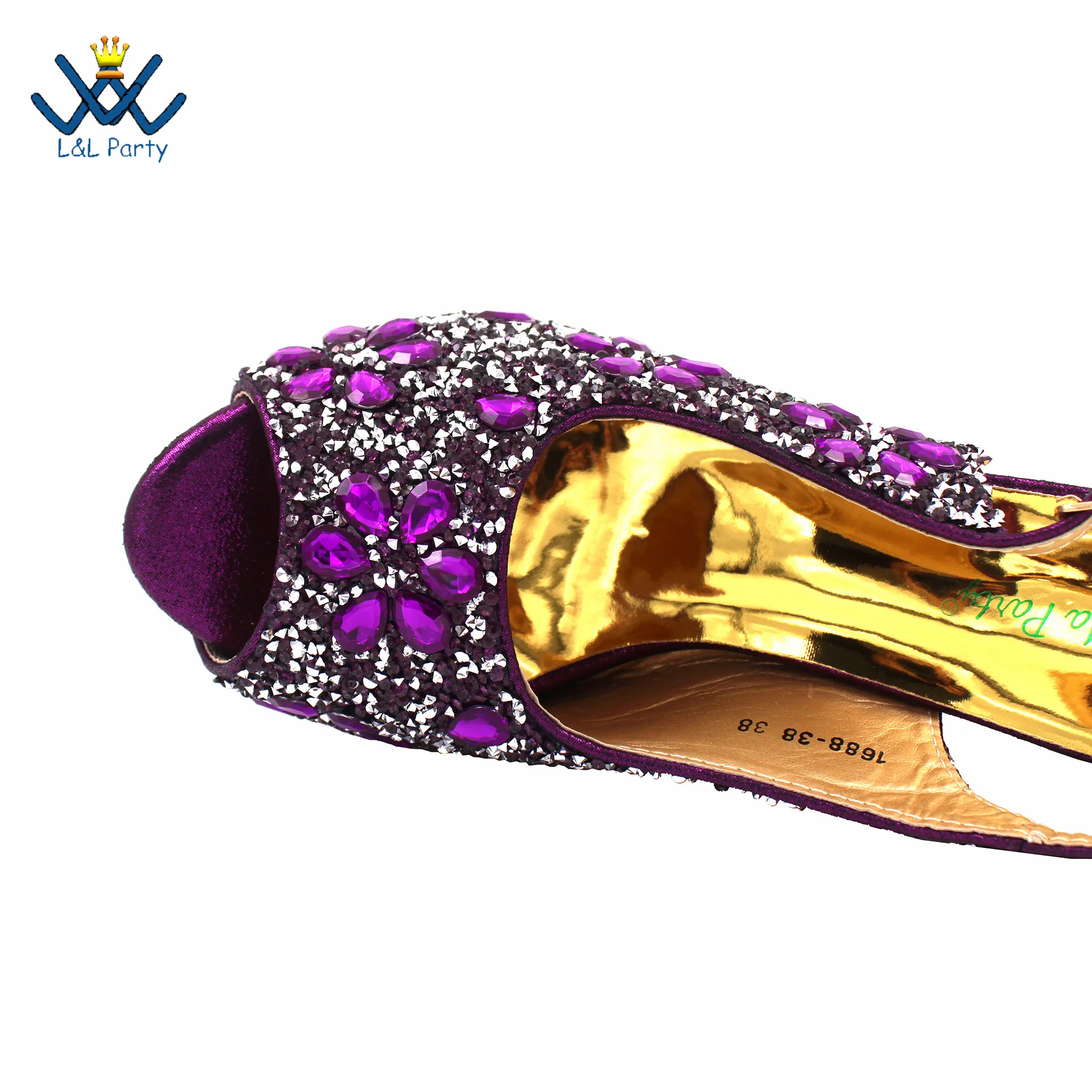 INS Hot Sale Full Crystal Shinning Shoes and Bag Set for Dress in Purple Color 2024 Fashion New Arrivals Sandals Christmas Party