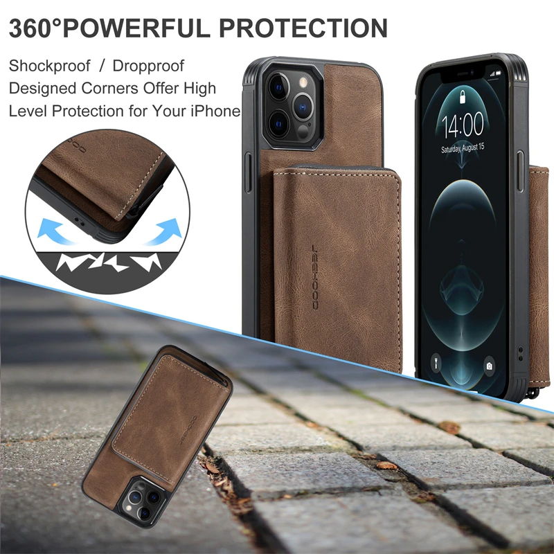Luxury Card Pocket Phone Case for iPhone 15 Pro Max 11 12 13 14 Pro Max 15 Plus 13 Pro Wallet Shockproof Back Cover