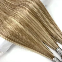 Extensions de cheveux naturels à pointe droite 100% cheveux humains véritables, mèches brunes à fusion, capsules de kératine pré-collées, mèches blondes à tisser 6