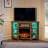 Fireplace Corner TV Stand, 47 Inch TV Stand with Power Outlets and LED Lights, Rustic TV Console, Entertainment Center Living 2
