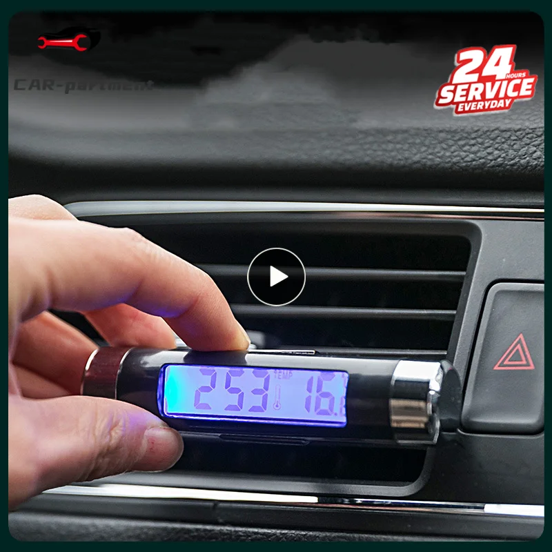 CarDigitalClockTemperatureDisplayElectronicClockThermometerAutoElectronicClockWith
