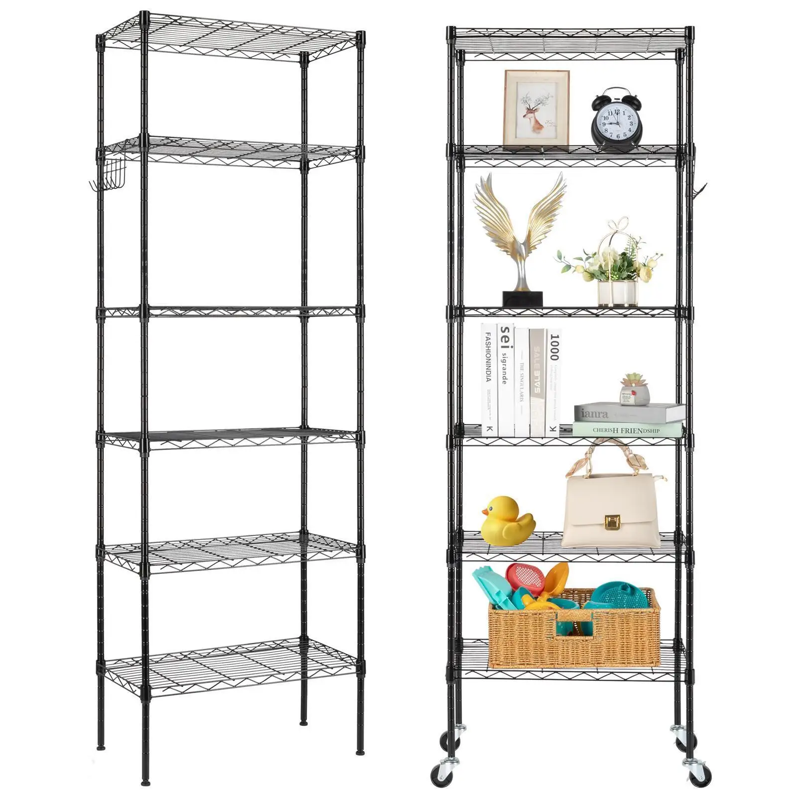 

6-layer metal wire rack with wheels for storage 65 "H garage kitchen storage rack