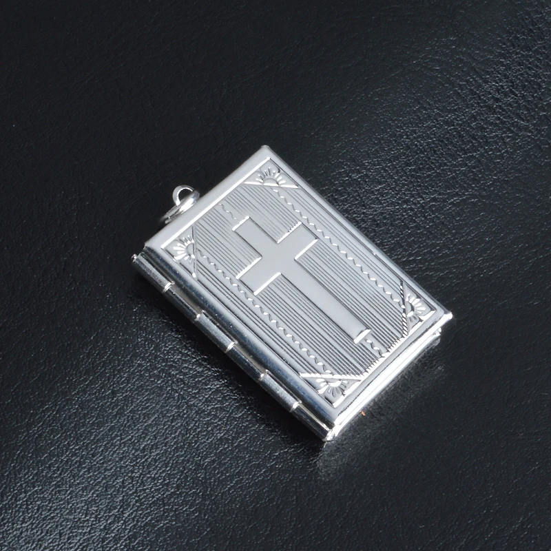 Pendant Necklace Silver Necklace Silver Pendant Silver Necklace Charms 925 Sterling Silver Square Shape Carve Cross Locket Photo Pendant Necklace Lovers Charms Gift