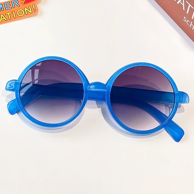 2021 Boy Girl Cute Cartoon Bear Shape Fashion Round Sunglasses Children Vintage Sunglasses UV Protection Classic Kids Eyewear blue