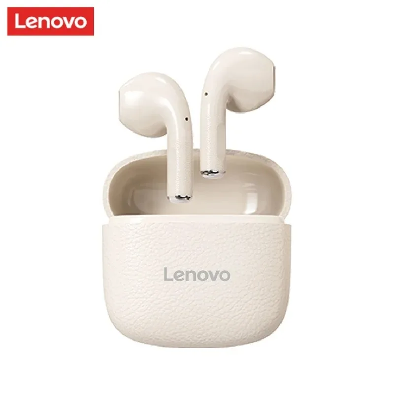 Premium Lenovo TWS Earphones Bluetooth True Wireless Hi-Fi Sound Waterproof Leather Texture Finish