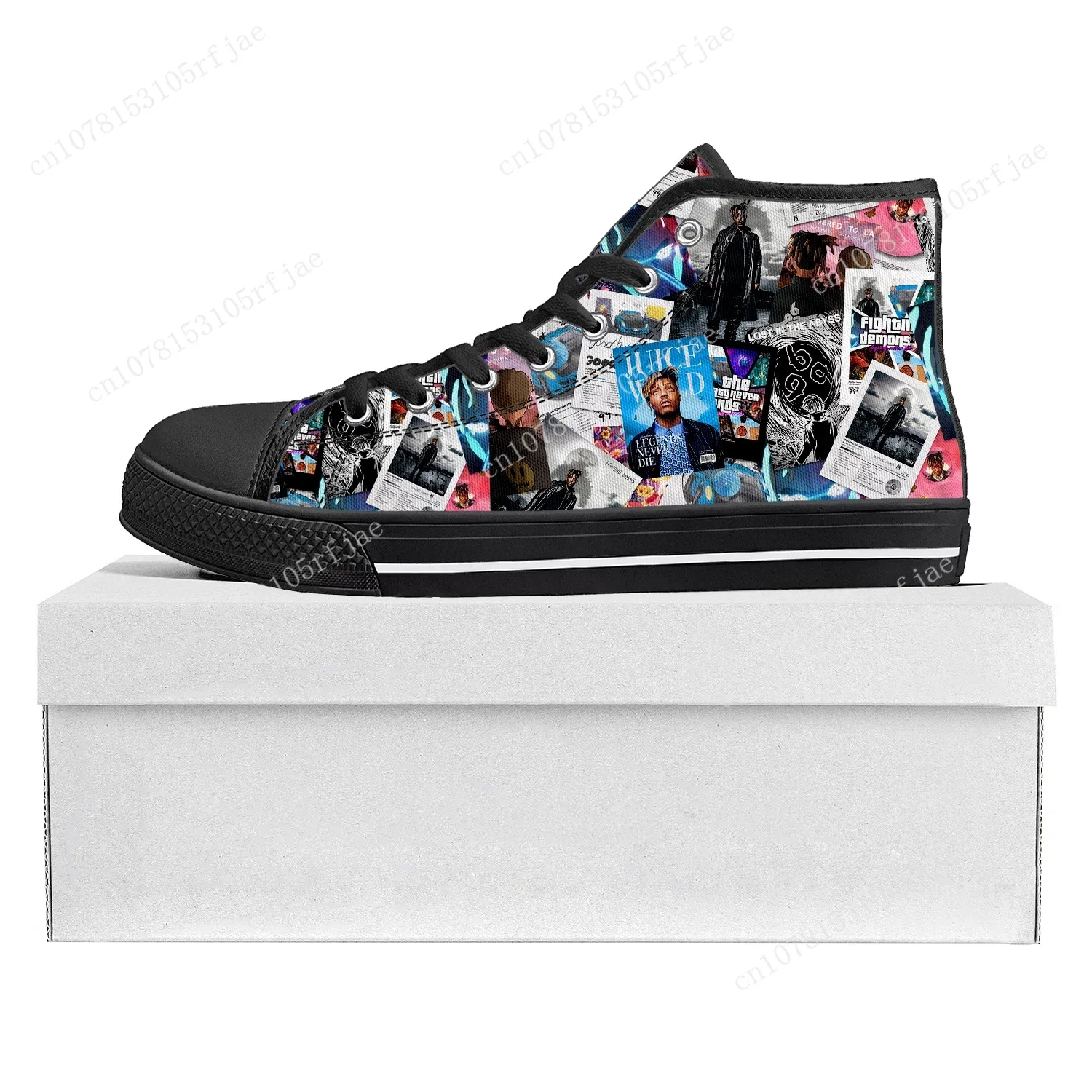 Wrld 999 Hip Hop Rapper Juice High Top High Quality Sneakers Mens Womens Teenager Canvas Sneaker Couple Shoes Custom Shoe Black