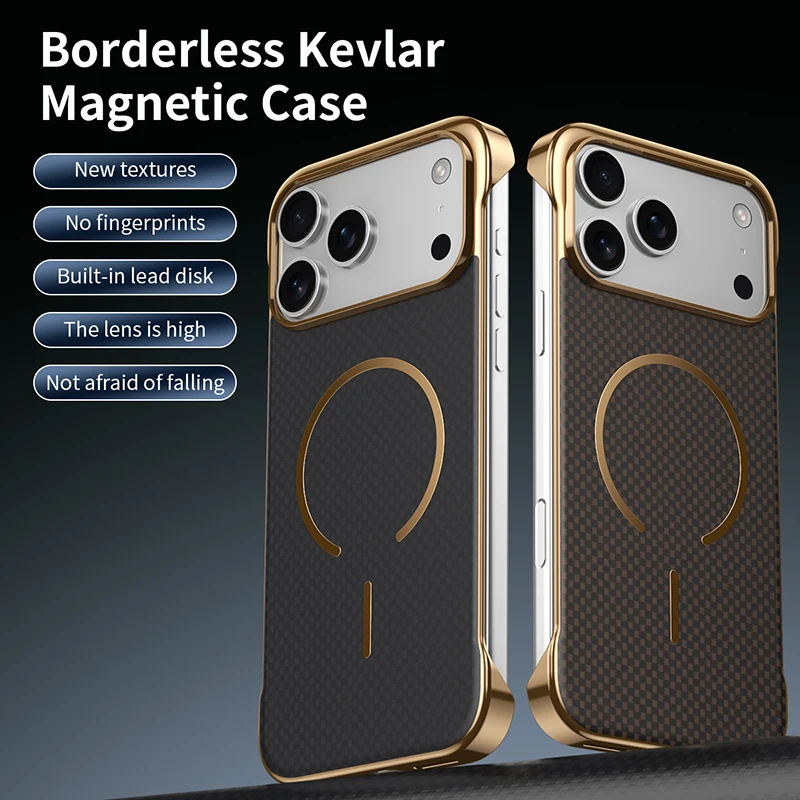 Magsafe Magnetic Wireless Charging Carbon Fiber Shockproof Phone Case with Frameless Air Bumper Design