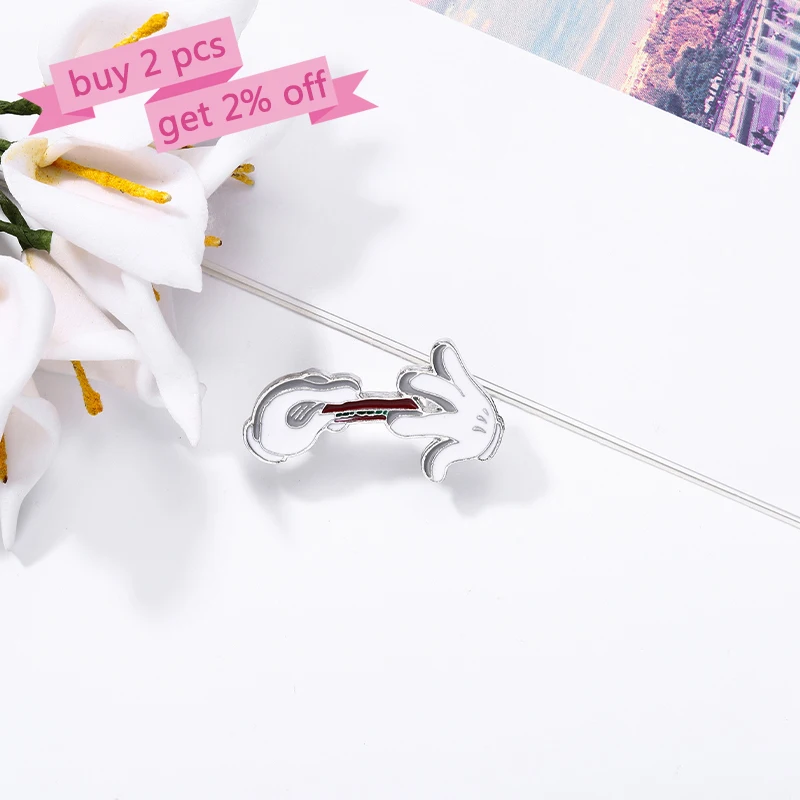 Weiße Hände Emaille Pins Benutzerdefinierte einfache Broschen Revers Abzeichen Cartoon Tier Schmuck Geschenk für Fans Kinder Freunde – Detail 2