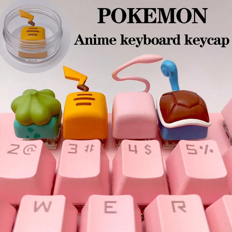 

Pokemon keycaps For Mechanical Keyboard Caps Dedicated DIY Cute Action Figure Cartoon Pikachu Doll ESC Kawaii Key Cap