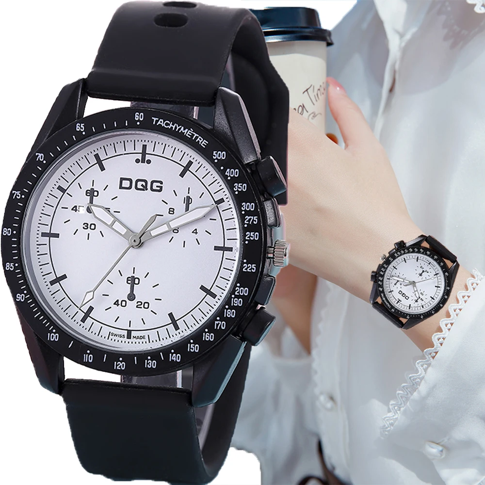 DQG Brand New Women's Wristwatch Fashion Trendy Sports Casual Style Silicone Strap Three Eyes Quartz Female watches