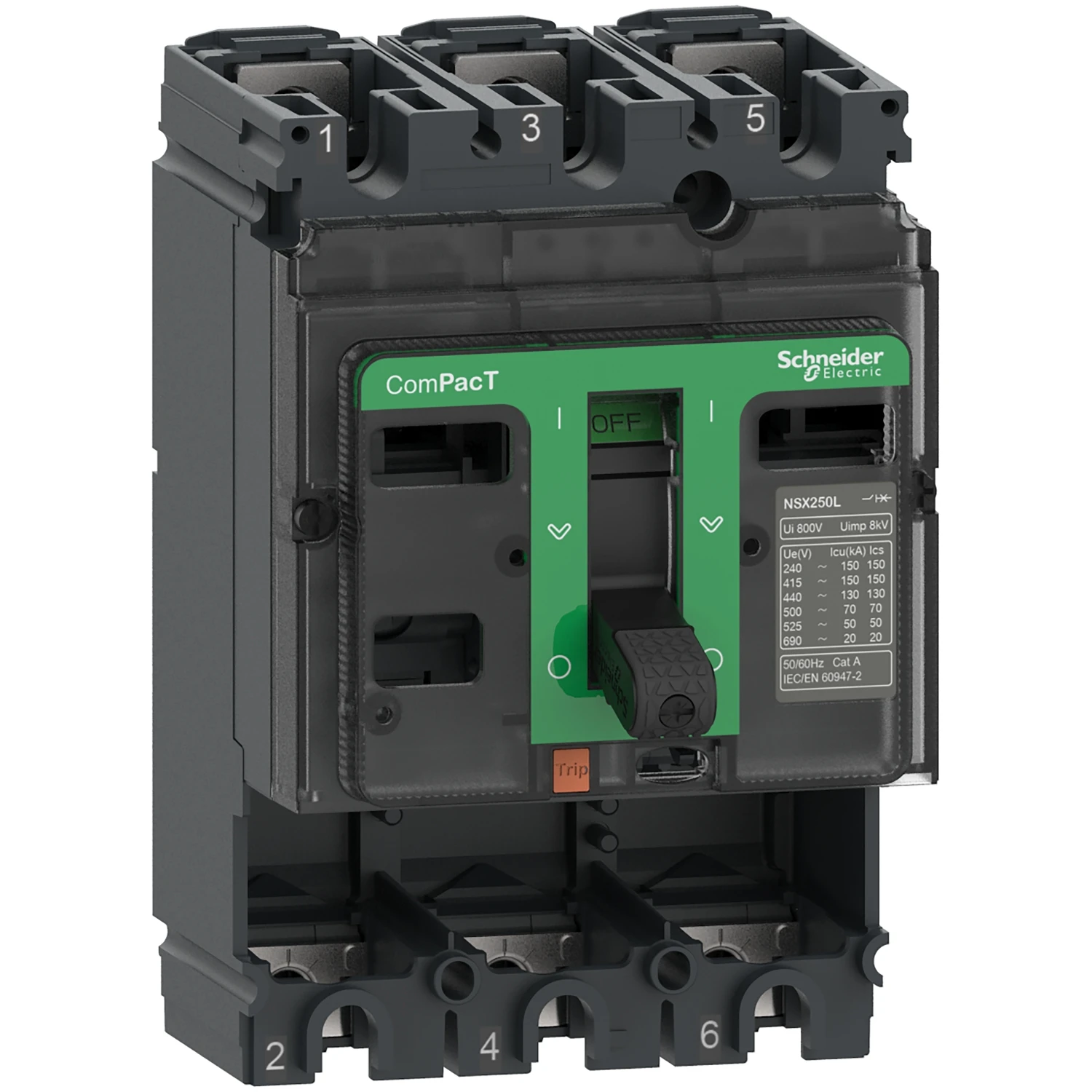 

Circuit breaker basic frame, ComPacT NSX630F, 36kA/415VAC, 3 poles, 630A frame rating, without trip unit C63F3