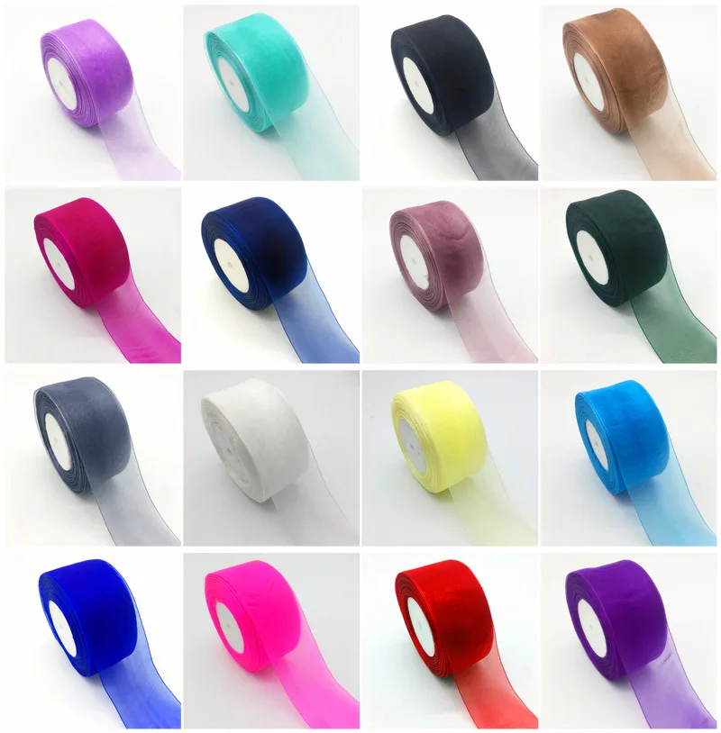 Ribbon Decoration Ribbon Supplies Wrapping Ribbon Christmas Ribbon Organza Ribbon 12/15/20/25/40/50mm White Transparent Organza Ribbons Gift Wrapping Decoration Christmas Ribbons Wedding Party Decoration 50yard