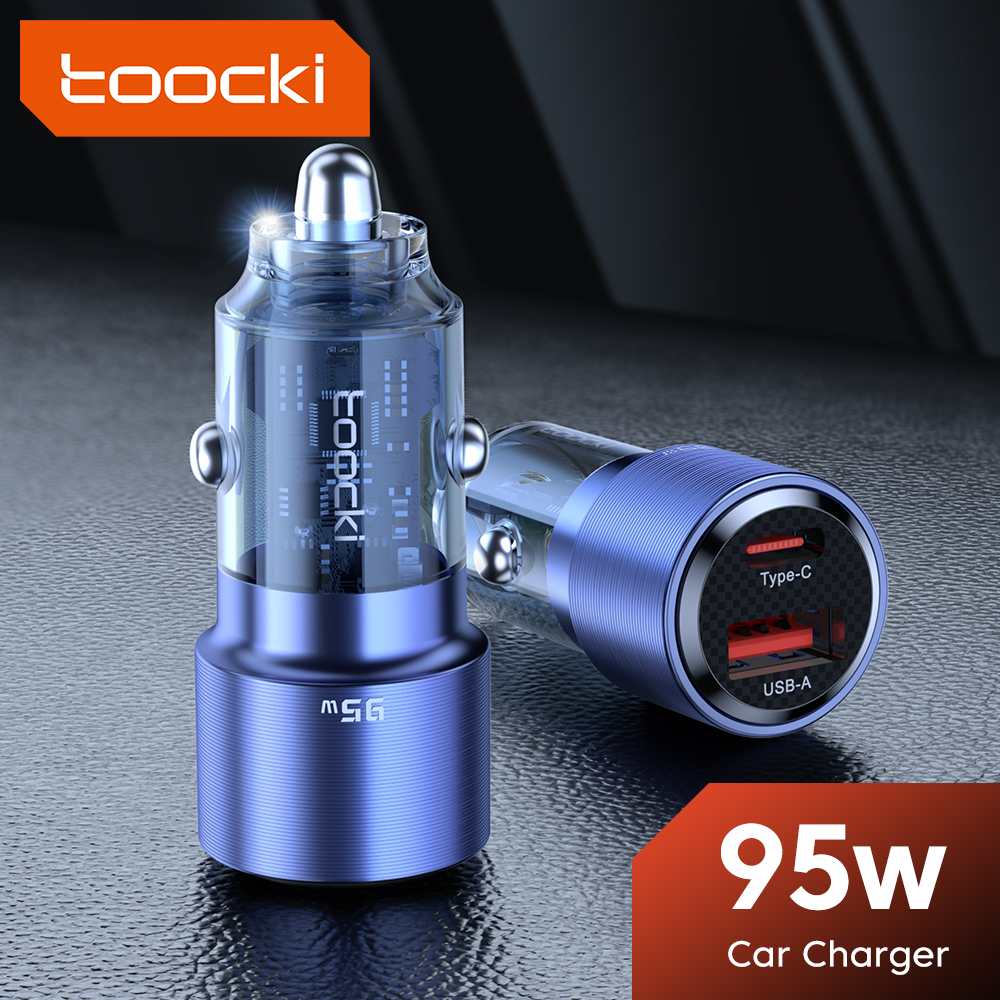 Toocki 95W Type C Quick Car Charger Charging QC4.0 3.0 USB C Car Phone Charger For iPhone Samsung Xiaomi