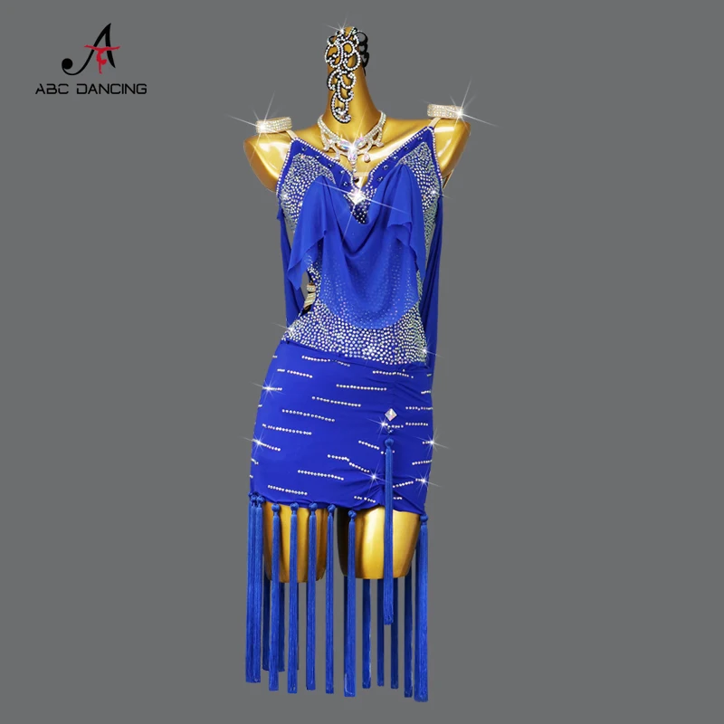 

Latin Dance Clothes Tassel Dress Girls Stage Fringed Suit Skirt Woman Party Ballroom Sports Costume Dancewear Line Practice Wear