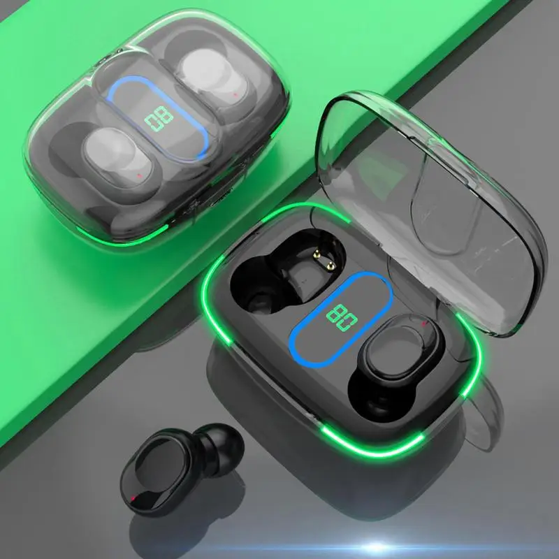 

Cool Wireless Earbuds Noise Cancelling Led Earbud Headset Stereo Sound Ear Earphones With Clear Charging Case Headphones