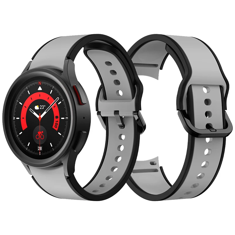 

Two-Tone Band For Samsung Galaxy Watch 5 Pro Sport Strap Galaxy Watch 4 Classic 46mm 42mm/44mm 40mm Silicone Watchband Bracelet