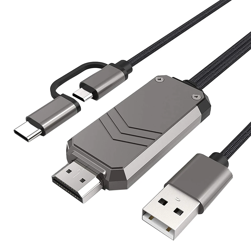 

Кабель-адаптер для телефона к телевизору, переходник с Type C/Micro-USB на HDMI-совместимый преобразователь 1080P на HDMI-совместимый