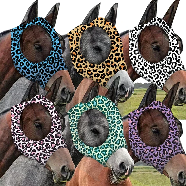 1Pc Horse Face Mask Anti Fly Breathable Stretch Knitted Mesh Anti Mosquito Mask Horse Riding Equestrian Equipment 5