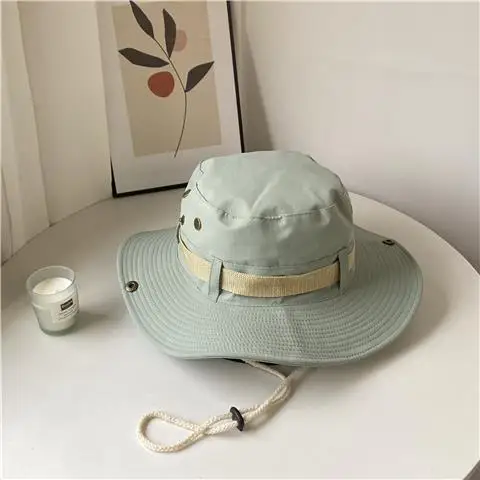 

New Fashion Summer Bucket Hat Cowboy Men Outdoor Fishing Hiking Beach Hat Breathable Anti UV Sun Cap Large Wide Brim Bucket Cap