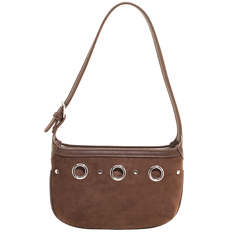 Women Faux Suede Underarm Shoulder Bag Single Shoulder Armpit Bag Simple Shoulder Handbag for Travel Shopping Work Daily Use