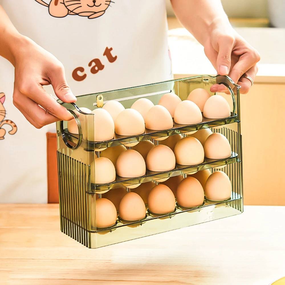Upgrade Refrigerator Container Egg Rack - Portable Multi-layer Egg Tray Storage Box with BPA Free Reversible Timer 6