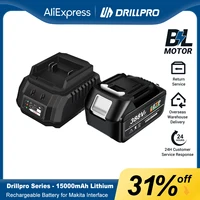 Drillpro 1 PC 388VF Rechargeable Battery for Makita Interface 15000mAh Lithium Battery for Electric Wrench Drill Saw Power Tools 1