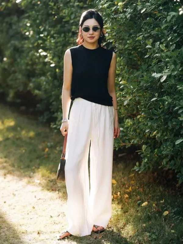 Luxe Linen-Cotton Wide Leg Pants - Breathable Summer Style photo review
