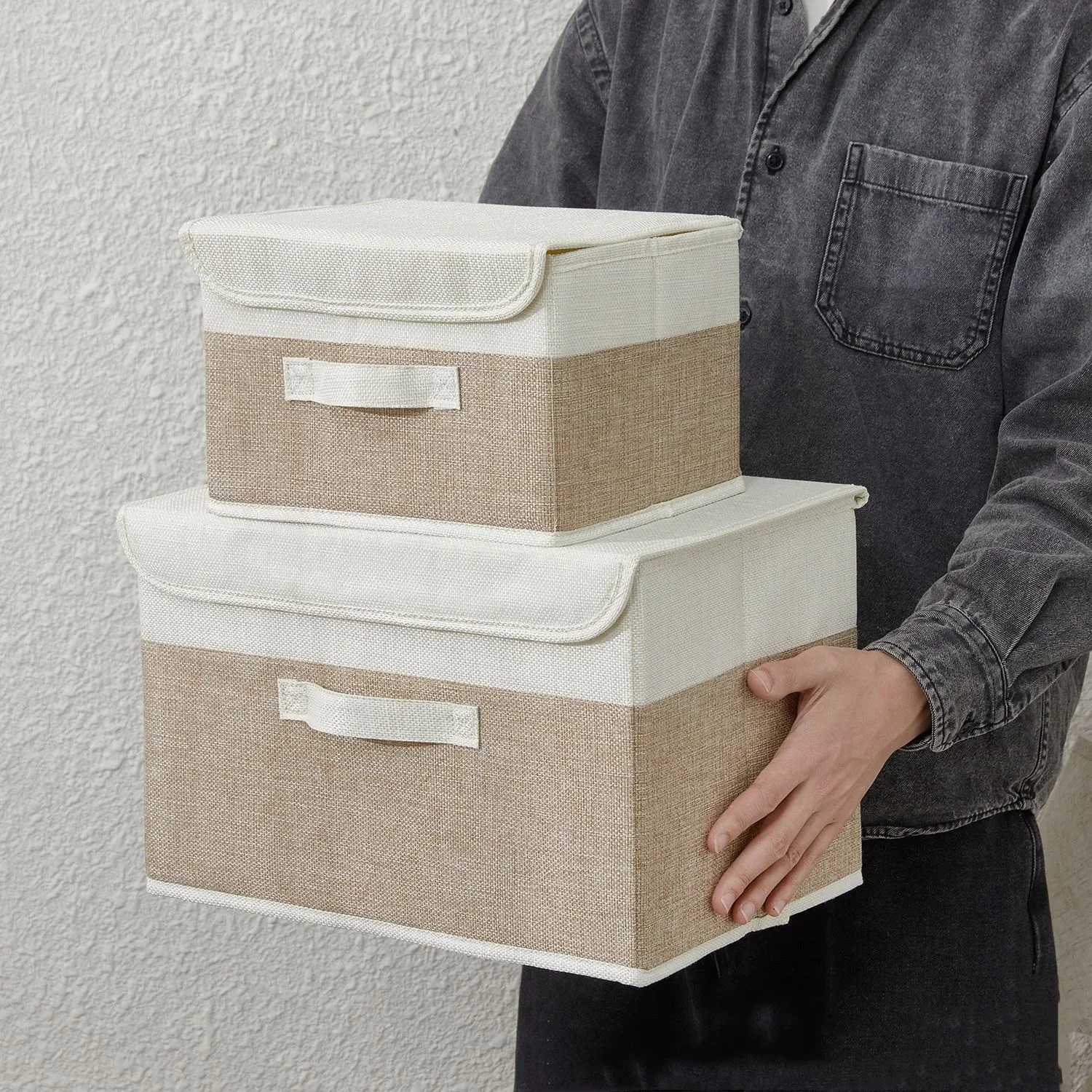 Non-Woven Fabric Storage Box Dormitory Dustproof Bins Cosmetics Bin with Lids Folding Large Capacity Clothing Underwear Boxes 5