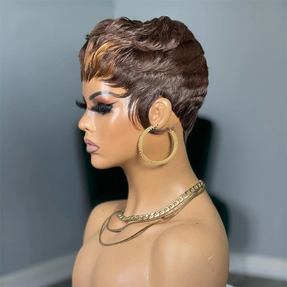 Human Hair Wig Short Straight Human Hair Wigs Pixie Cut Short Bob Wigs For Women Full Machine Made Brazilian human hair wigs