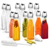 12 Pack 17oz Square Glass Bottles with Lids | Swing Top for Beer Home Brewing, Limoncello Storage Liquids w/Brush, Funnel 1
