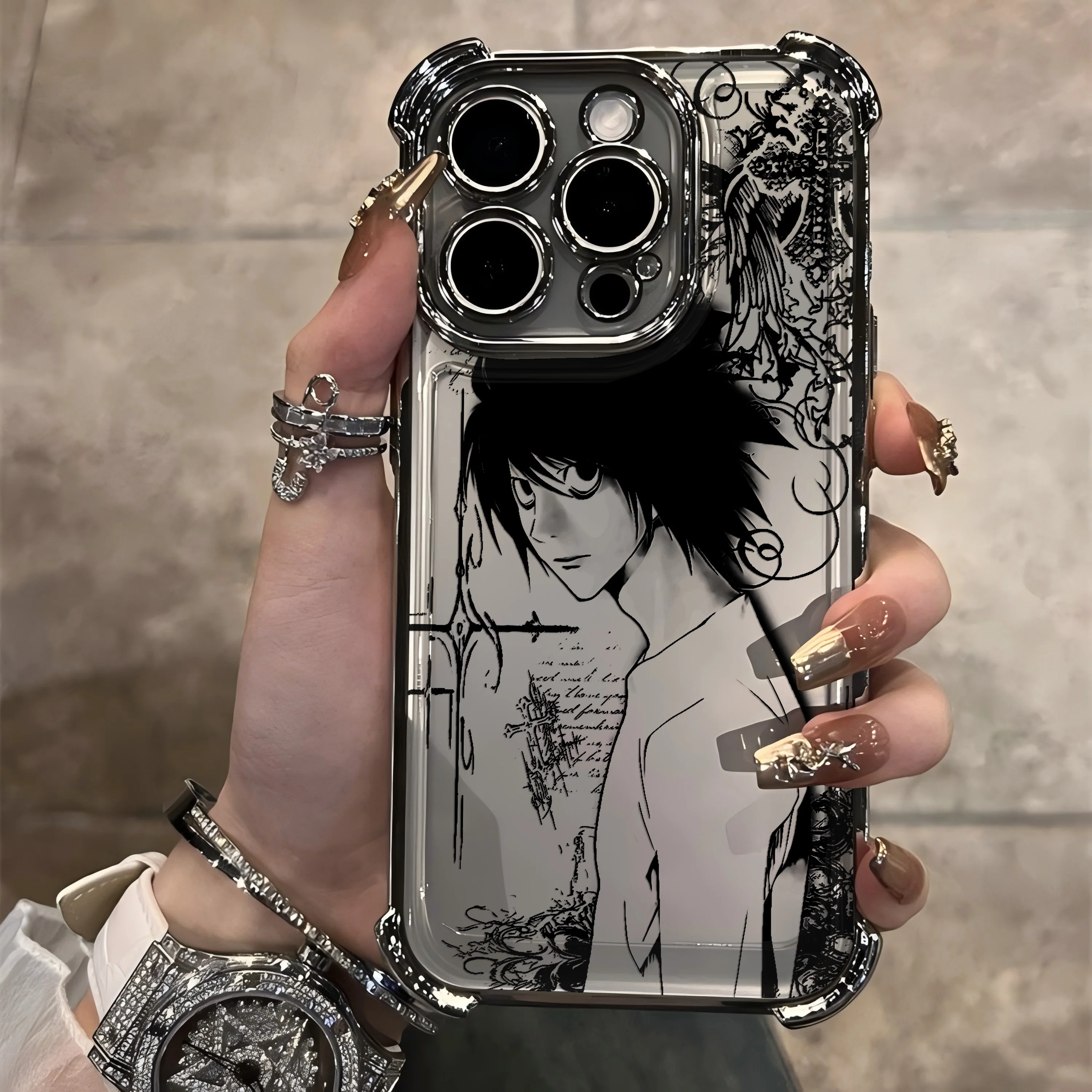 Death Note Plating Phone Case with Anti-Fall Airbag Protection