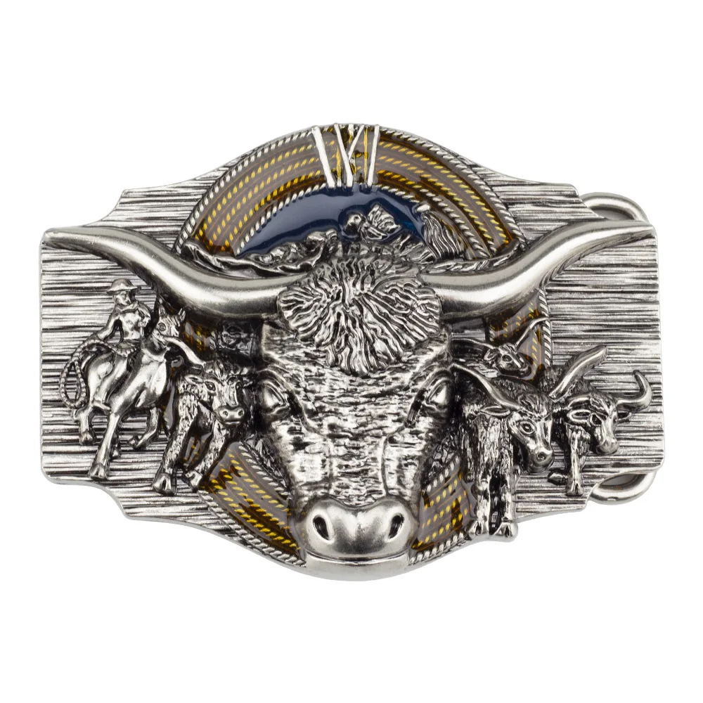 Bison Head Belt Buckle Western Cowboy Style Retro Buckle for 3.8cm Width Belt