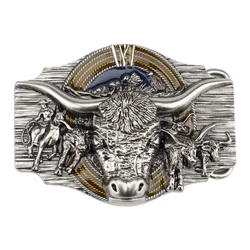 Bison Head Western Cowboy Retro Belt Buckle (Transparent)