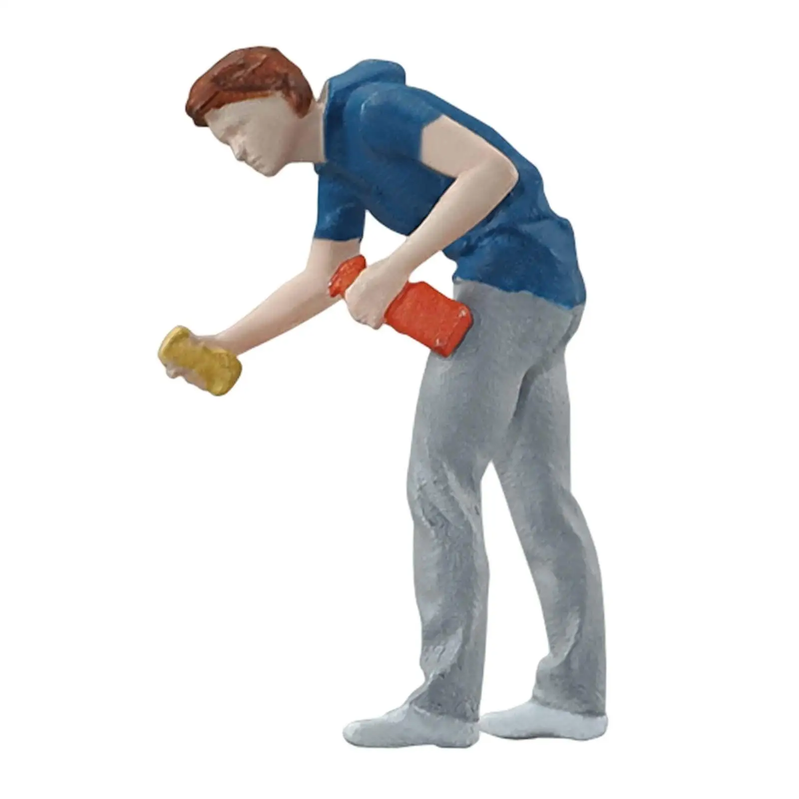 

1/64 Diorama Figure Painted Mini Car Wash Boy for Park Architecture Model Dollhouse Accessories Collections Micro Landscape
