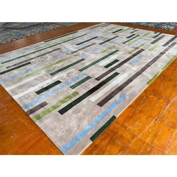 Factory custom popular design luxury bamboo silk carpet hand tufted carpets and rugs living room floor carpets