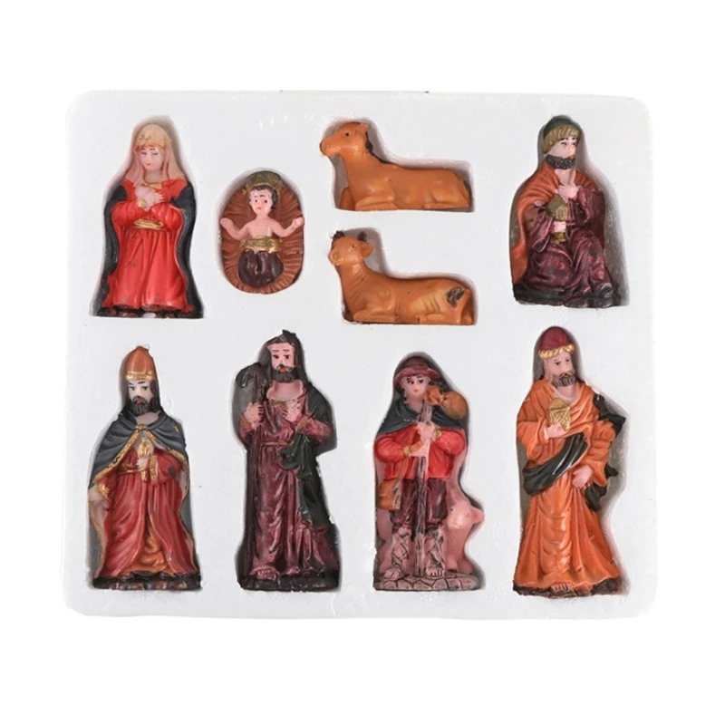 Holy Crib Figurine Resin Catholic Religious Christmas Nativity Church Decor