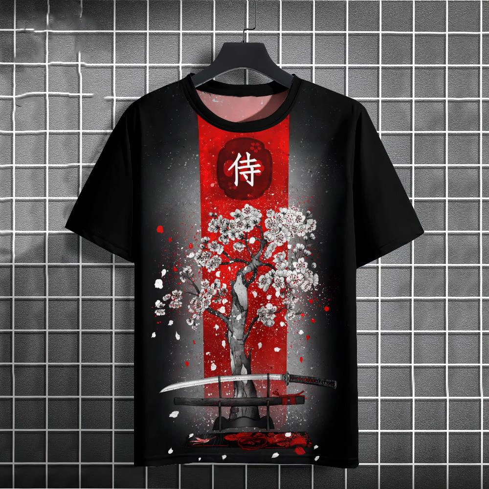 Men Short Sleeve Samurai Warrior T Shirt