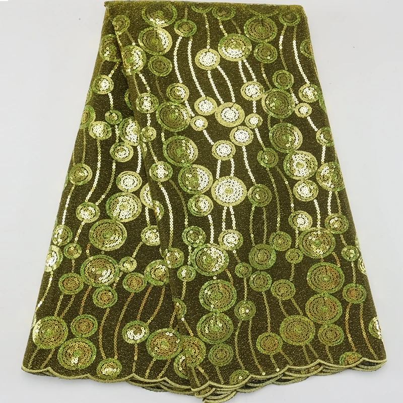 

5Yards African Velvet Sequined Lace Fabric 2023 High Quality Nigerian Embroidery Mesh Fabric French For Women Party Dresses Sew