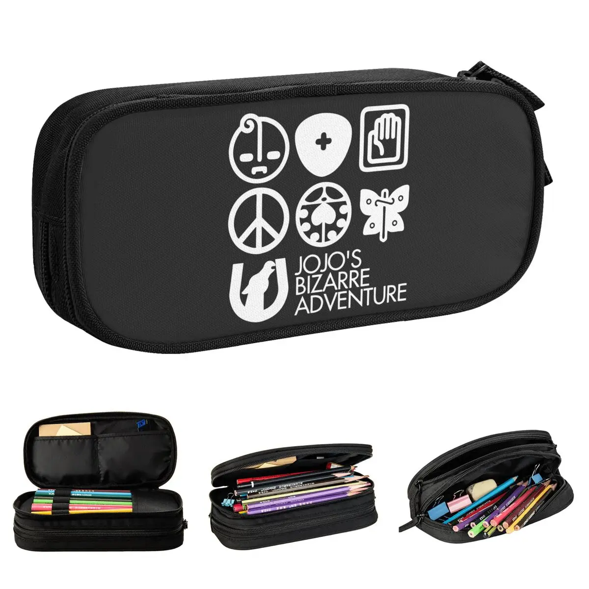 

Jojos Bizarre Adventure Symbols Pencil Case Pen Box Bag Girls Boys Big Capacity School Supplies Cosmetic Pencilcases