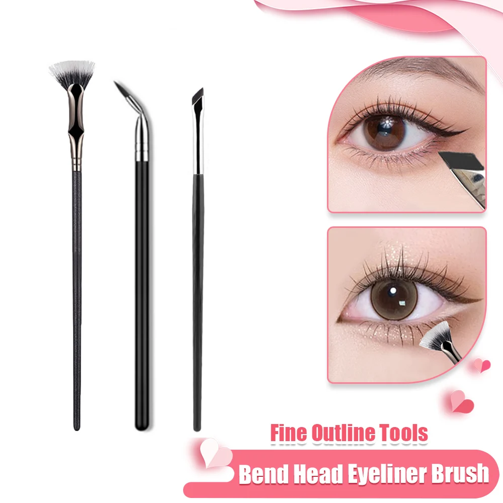 1/3PCS Bend Head Eyeliner Brush Eye Detail Makeup Brush Under Eyes Tear